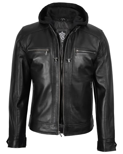 fjackets Men Leather Bomber Jacket - Real Lambskin Men's Leather Jackets with Detachable Hood Casual Leather Jackets For Mens4