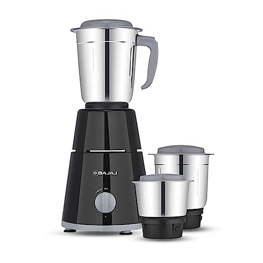 Bajaj GX-1 Mixer Grinder 500W|Superior Mixie For Kitchen|2-in-1 for Dry Grinding| Blade Function With Titan Motor|3 Stainless Steel Mixer Jars|1 Year Product Warranty By Bajaj|Black