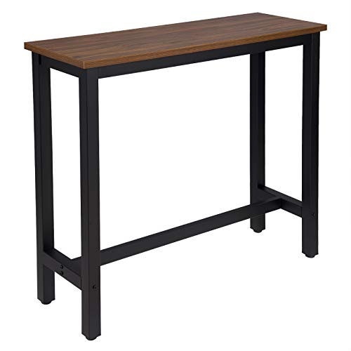 Lestarain Mesa de Bar Mesa de Cocina Estilo de Bar Mesa Alta Contemporánea Mesa de Comedor de Metal y MDF 120x40x100cm Haya Oscura LUOI31001-1