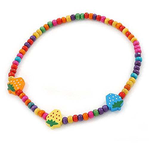 Collar de madera para niños flexible que no causa alergias con pulsera elástica 3