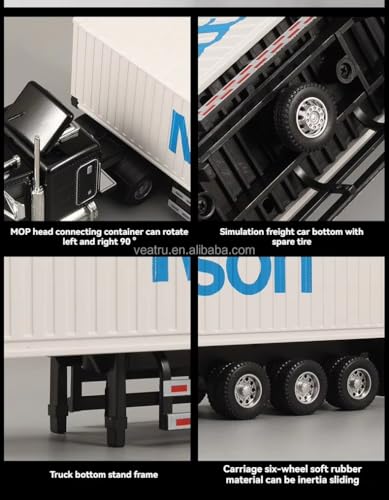 Image of 1 /32 Diecast Truck Toy Car Model Removable Transport Container Lorry Vehicle with Light Pull Back Toy Boys (White-Grey)