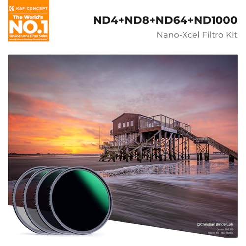 K&F CONCEPT Nano-Xcel ND Filtros Kit, 55mm Filtro ND4 + ND8 + ND64 + ND 1000 Densidad Neutral 28 Capas Nano Revestimiento con Estuche - imagen 2