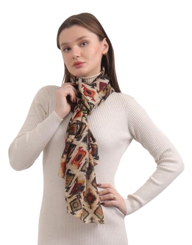 EH 100% Pure Mulberry Silk Scarf for Women, head scarf, neck scarf, hair scarf, digital printed long (22" X 72")3