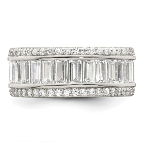 JewelryWeb 925 Sterling Silver Baguette and Round Cubic Zirconia Eternity Ring-Eternity-Ring for Women4