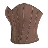 Korsett für Halloween, modisch, lässig, einfarbig, Schnürung, Shapewear für Halloween-Partys und den Alltag, coffee, XL