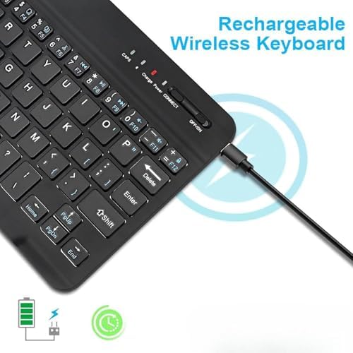Şık Tasarımlı Bluetooth Kablosuz Klavye ve Mouse Seti | Android, iOS ve Windows Uyumlu | Şarj Edilebilir, Taşınabilir ve Sessiz Tuşlu Set (Siyah) - Görsel 4