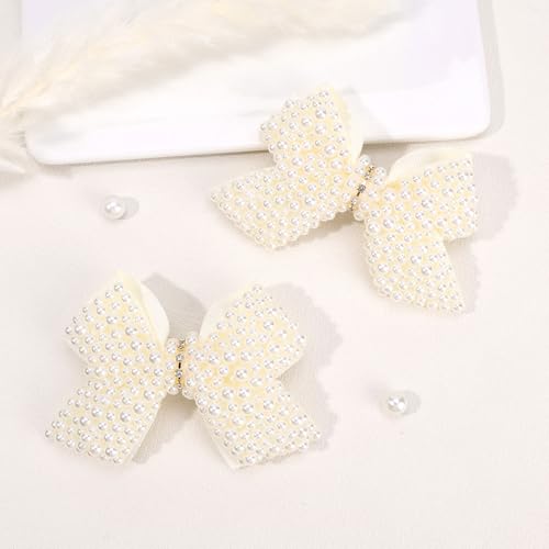 2 piezas pinzas para cabello con perlas blancas miniatura 6