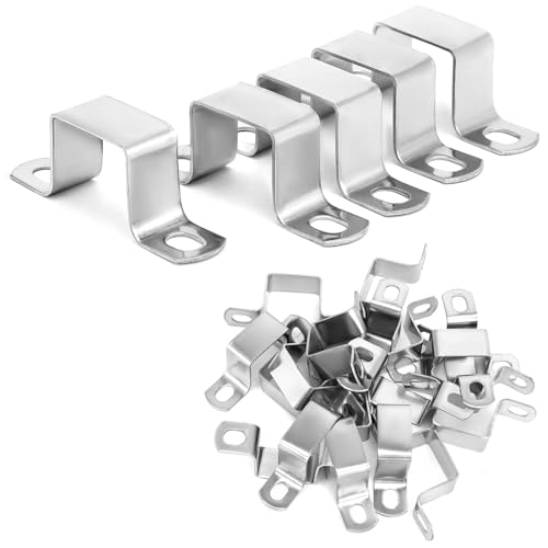 QWORK® 20 Stück U Förmige Verbinder Halterung 28x31mm - Quadratrohrschelle aus 304 Edelstahl für Strebenkanal, U Profil, Vierkantrohre