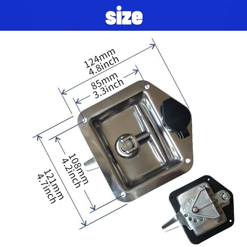 4-3/4"X4-7/8" Tool Box Latch T Handle Latches with Lock, Trailer Door Latch with Gasket and Keys, Highly Polished Stainless-Steel for Trailer Door RV Camper Truck Bed Toolboxes (2PCS) by ZHSYMX - Image 2