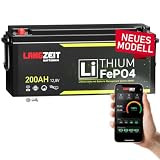 LANGZEIT LiFePO4 200Ah 12V Bluetooth Lithium Batterie Wohnmobil Batterie Solarbatterie Lithium Eisenphosphat Akku Solar Bootsbatterie Akku USV inkl. BMS