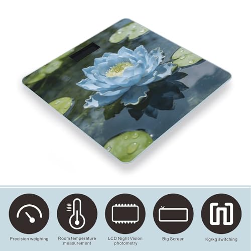 Báscula digital Light Blue Lotus con plataforma de vidrio templado miniatura 3