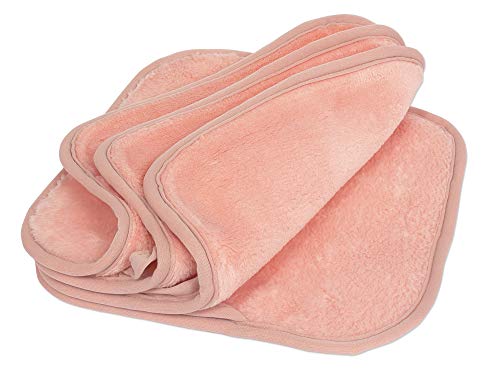 Image of Eurow Reusable Makeup Remover Cloths, Soft Microfiber Face Towels for All Skin Types, Chemical-Free, Protective, Machine Washable, Gentle & Effective Facial Cleansing, 8 inchx8 inch, Coral, 4-Pack