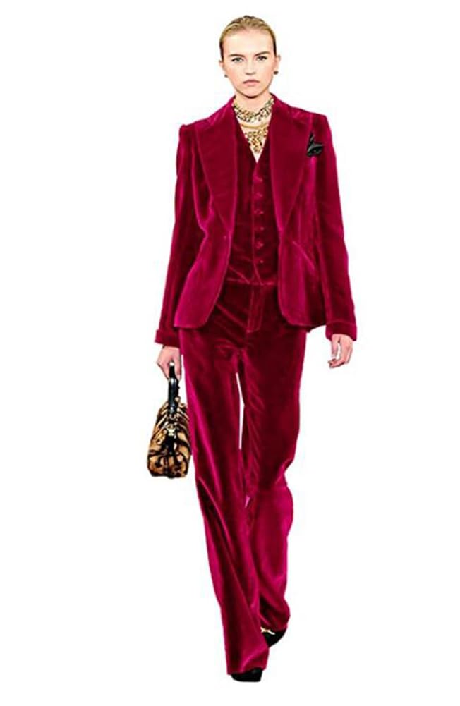 Vestito da donna in velluto 2 pezzi da ufficio Lady Blazer e pantaloni da festa di nozze