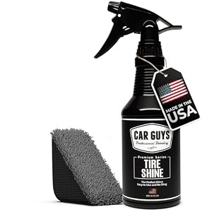 CAR GUYS Tire Shine Spray - The Perfect Deep Black Shine - Long Lasting Car Tire Dressing - No Sling & Dry to Touch - 18 Oz Kit with Applicator