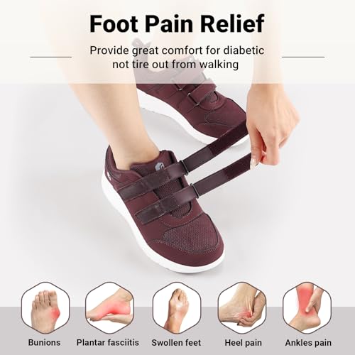 Image of FitVille Diabetic Shoes for Women Wide Width Lightweight Comfortable Extra Wide Walking Shoes Women's Diabetic Shoes with Adjustable Strap