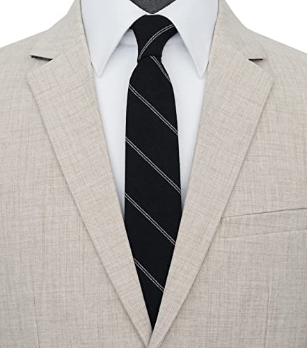 Image of BELLUNO Men's 2.5 inch Skinny Solid Cotton Linen Ties