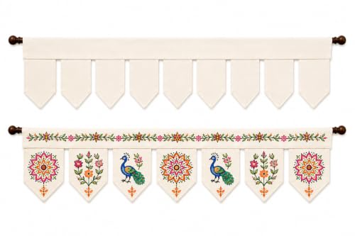 DIY Paintable Canvas Toran with 5 Petals | Plain Cotton Fabric Do...