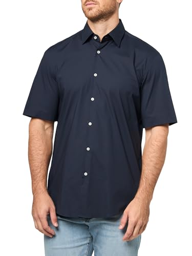BOSS Men's Stretch Poplin Short Sleeve Button Down Shirt