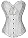 Ezstax - Corsetto vintage da donna, broccato con pizzo, regolabile, push-up A-bianco XXL