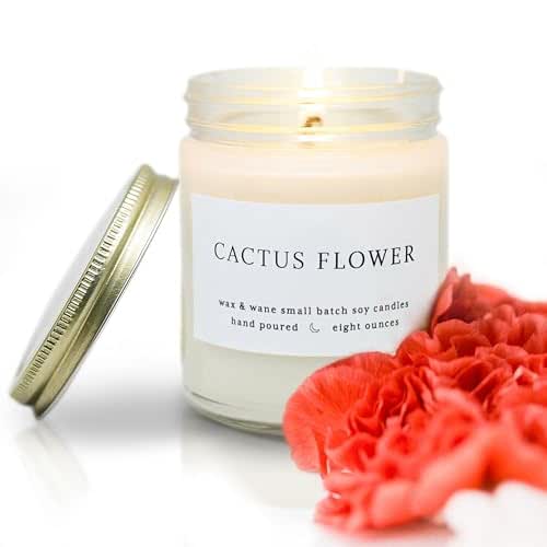 Wax & Wane Cactus Flower Modern 8oz Handmade Candle For Men