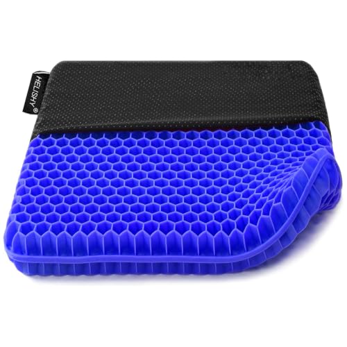 Gel Seat Cushion for Long Sitting, Double Thick Egg Gel Cushion for Pressure Relief, Breathable Office Seat Cushion Wheelchair Cushion Chair Pads - Relieve Back, Hip, Sciatica, Coccyx, Tailbone Pain