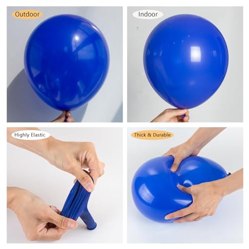 Image of 150pcs Royal Blue Balloons Different Sizes Pack, 18 12 10 5 Inch Party Balloon Garland Arch Kit Birthday Baby Shower Graduation Baseball Nautical Party Decorations(With 2 Ribbons)