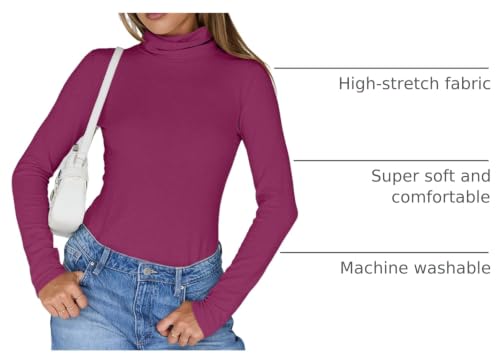 Image of Trendy Queen Womens Turtleneck Tops Winter Clothes | Long Sleeve Basic Shirts,Stretchy Fit,Tight Lightweight Fall Fashion 2026