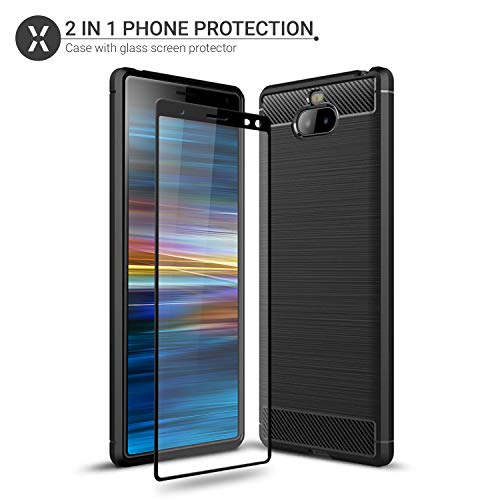 Olixar Case With Screen Protector For Sony Xperia 10 Plus, Stylish 2 In 1 Protection - Defend Your Phone & Screen From Drops, Shocks And Scratches Sentinel - Black #TOP2