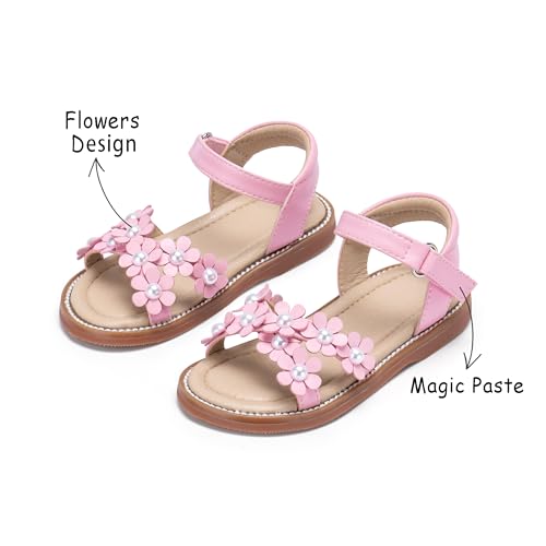 Image of Kolan Toddler Girl Sandals Open Toe Flat Princess Dress Shoes Little Kids