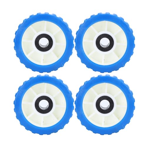 Luocute Rouleau de Remorque de Bateau, 4 Pièces Rouleau Oscillant nervuré de 5 Pouces de Diamètre, Matériau EVA Résistant aux Hautes Températures avec Surface Bleue Lisse, pour Le