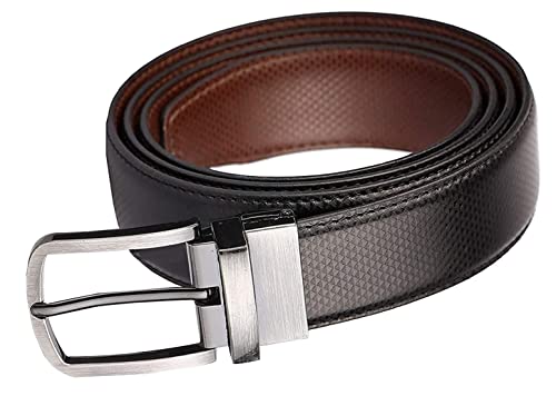 Image of JUST-STYLE Men's PU Leather Reversible Belt (Black & Brown) Size (28-46) Formal /Regular