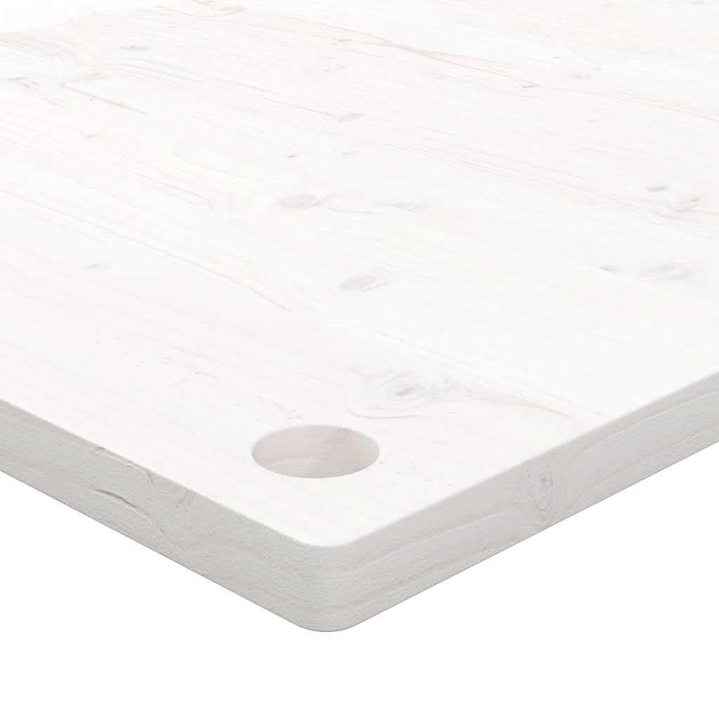 Piano da scrivania bianco, 80 x 40 x 2,5 cm, in legno di pino massiccio, con 2 fori per cavi, per accessori da scrivania, telaio da tavolo, supporto per monitor, home office e ufficio