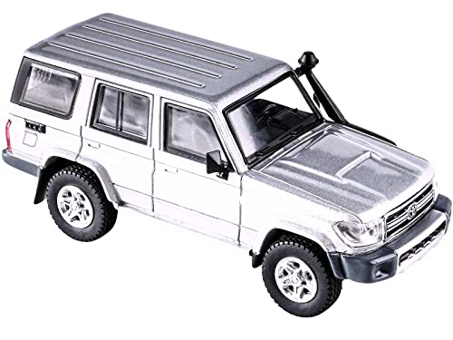 Land Cruiser 76 Silver Pearl 1/64 Modelo de Auto Diecast miniatura 2