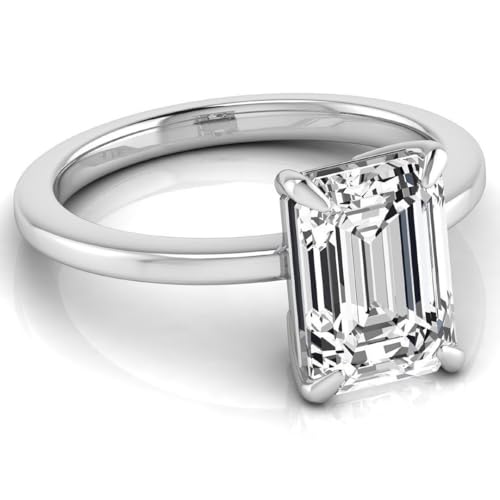 IGI Certified 3 Carat Emerald Lab Grown Diamond (F, VS2) 14K Gold Solitaire Promise Engagement Ring For Womens3
