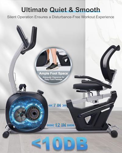 Image of Recumbent Exercise Bike for Seniors - 400LB Weight Capacity Recumbent Bikes with Comfortable Seat, Pulse Sensor, 16-level Resistance, LCD Monitor