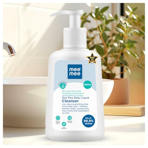 Mee Mee  Liquid Cleanser 300 ml | Anti-Bacterial Formula Kills 99.9% Germs | For Bottles, Nipples, Accessories, Toys, Fruits & Vegetables | Alcohol-Fr