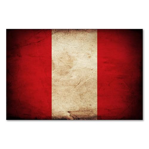 Postereck - 0366 - Vintage Flagge, Fahne Peru Lima - Unterricht Klassenzimmer Schule Wandposter Fotoposter Bilder Wandbild Wandbilder - Poster - 3:2-91,0 cm x 61,0 cm