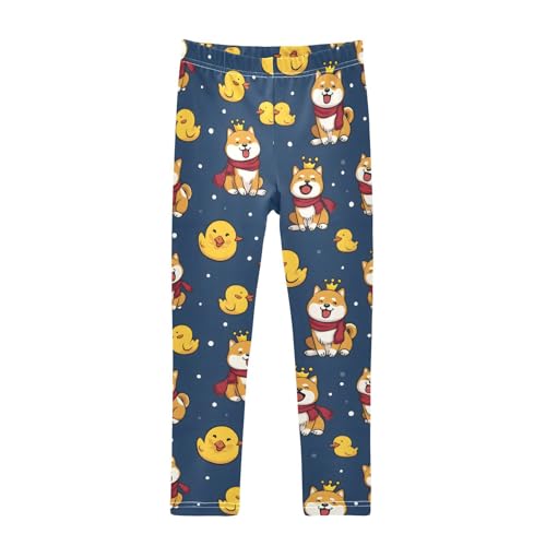 Crown Dog Yellow Duck Girls Leggings Soft Stretch Workout Yoga Dance Pants for Kids Casual Tights