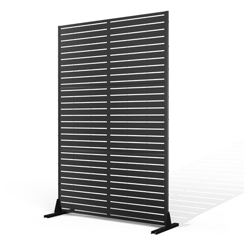 Metal Privacy Screen Outdoor Privacy Screen, Freestanding Fence Panel...
