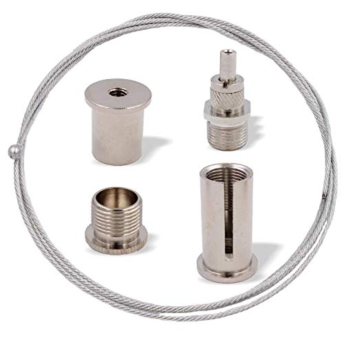 Preisvergleich Produktbild Universalabhängeset für höhere Lasten / Deckenbefestiger, Schraubkappe, Drahtseilhalter / Gripper, Drahtseil Ø1,8mm, Länge 5000mm