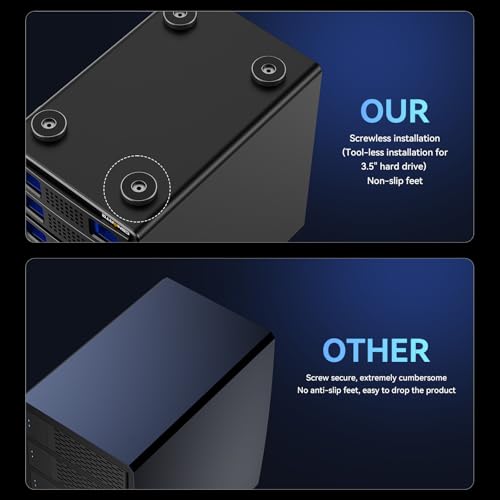 Image of CENMATE 6 Bay Hard Drive Enclosure with Cooling Fan for 2.5 inch /3.5 inch SATA HDD /SSD with USB A /C 3.0, Support Hot Swappable, Daisy Chain Expansion, Tool-Free HDD Enclosure, DAS(NO RAID /NAS)