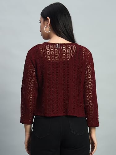 Image of NATURE CRAFT Cotton Shrug, Round neck Shrug, 3 /4 Sleeve Shrug, Shrug for Women, Shrug for Girls, Shrug, Women Shrug