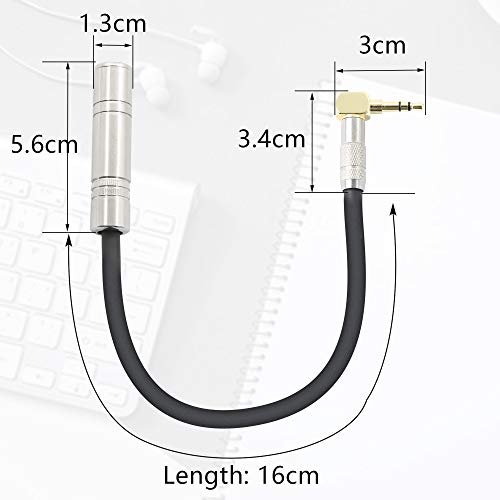 Adaptador audio ángulo derecho 3.5mm macho a 6.35mm hembra miniatura 3