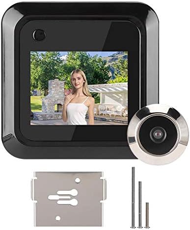 Estink Smart Electronic Peephole Camera installed on a door, showing the indoor display unit and the outdoor camera.