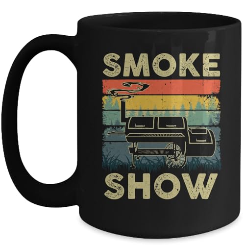 Kaffeebecher Smoke Show Lustiges BBQ Smoker Grillen Fleisch Rauchen Retro Kaffeetasse Premium Weihnachtstasse Lustig Bürotasse Für Familie Arbeit Geschenk 330ML