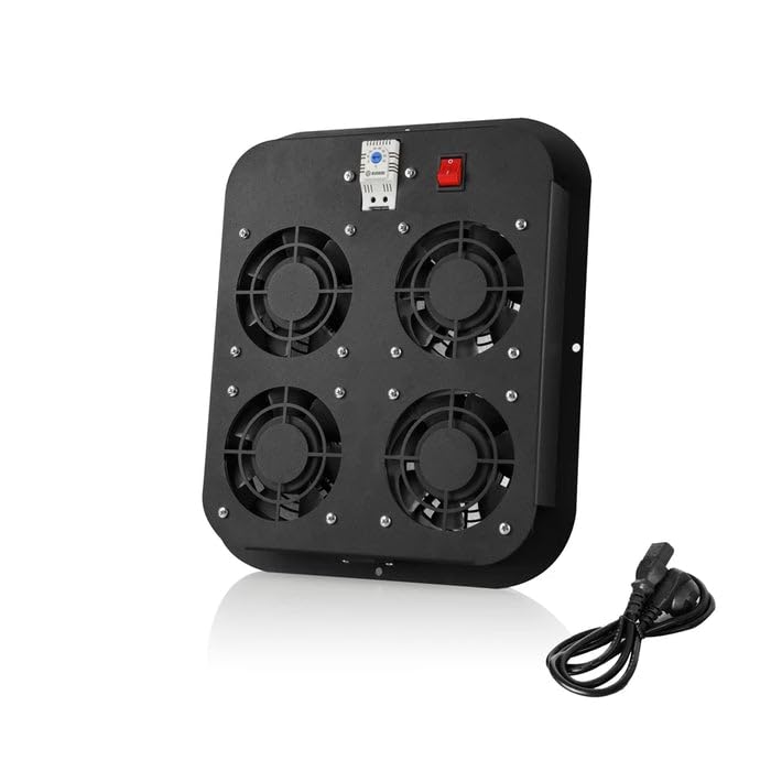 Free‑Standing 4‑Fan Cooling Module – Analog Thermostat & On/Off Switch – Quiet Rack Ventilation