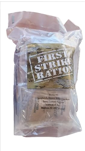 First Strike Ration FSR - 24hr Meals Ready To Eat Military Surplus (Menu 5 - BBQ Chicken Sandwich And Lemon Pepper Tuna)