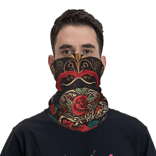Balaclava con diseño de calavera mexicana roja para mujer y hombre, pañuelo facial elástico multifuncional para motocicleta, ciclismo, esquí y fiesta miniatura 2