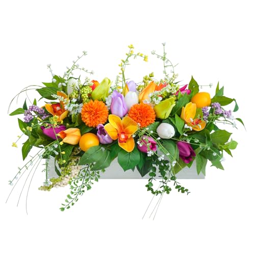 Artificial Tulip & Dahlia Table Centerpiece...