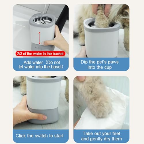 Nettoyeur de pattes automatique pour chiens avec 2 vitesses et design étanche - 6